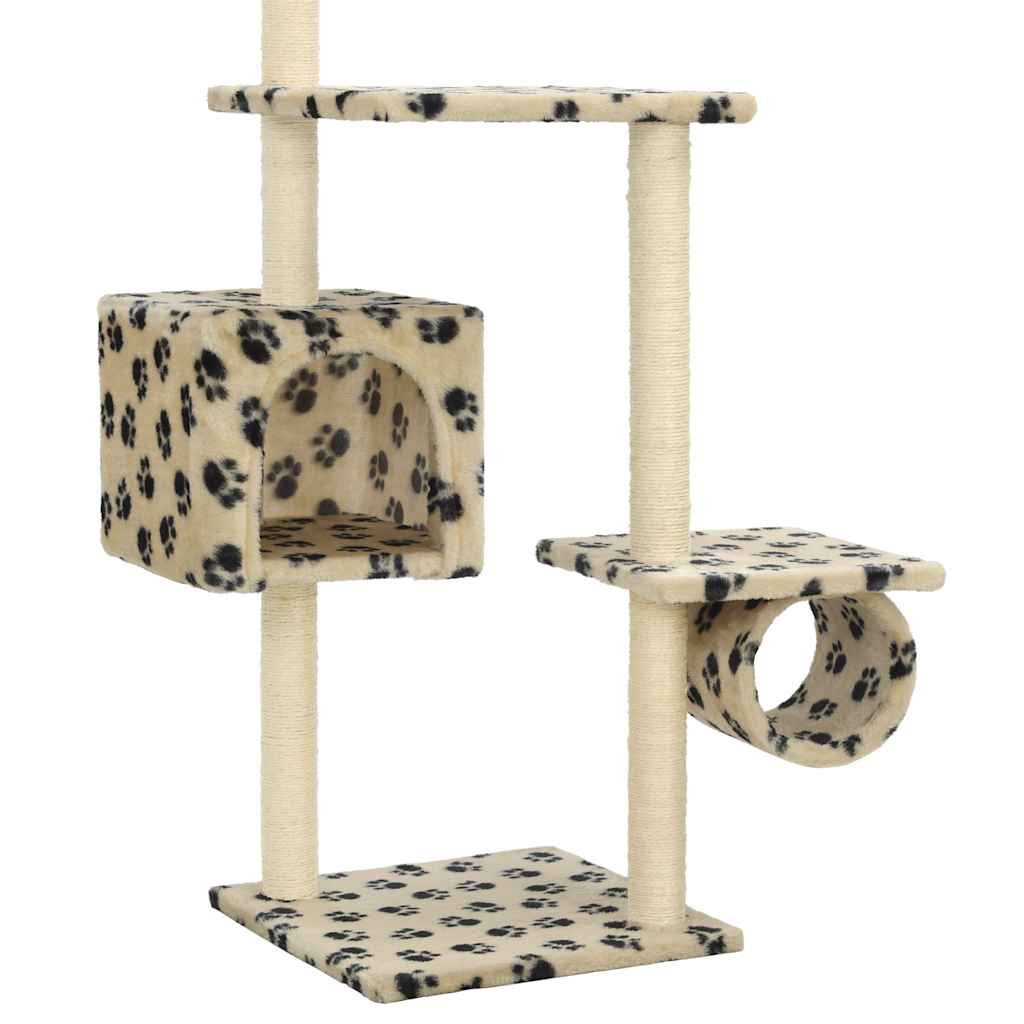 Albero per Gatti e Tiragraffi Sisal 260 cm Zampe Stampate Beige | homemem39