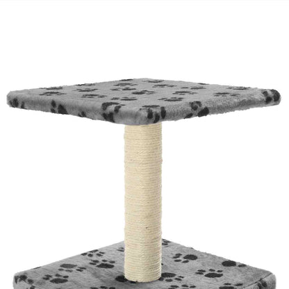 Albero per Gatti e Tiragraffi Sisal 55 cm Zampe Stampate Grigio | homemem39