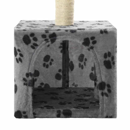 Albero per Gatti e Tiragraffi Sisal 55 cm Zampe Stampate Grigio | homemem39