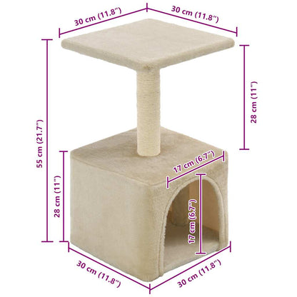 Albero per Gatti con Tiragraffi in Sisal 55 cm Beige | homemem39
