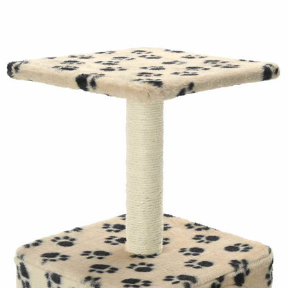 Albero per Gatti e Tiragraffi Sisal 55 cm Zampe Stampate Beige - homemem39