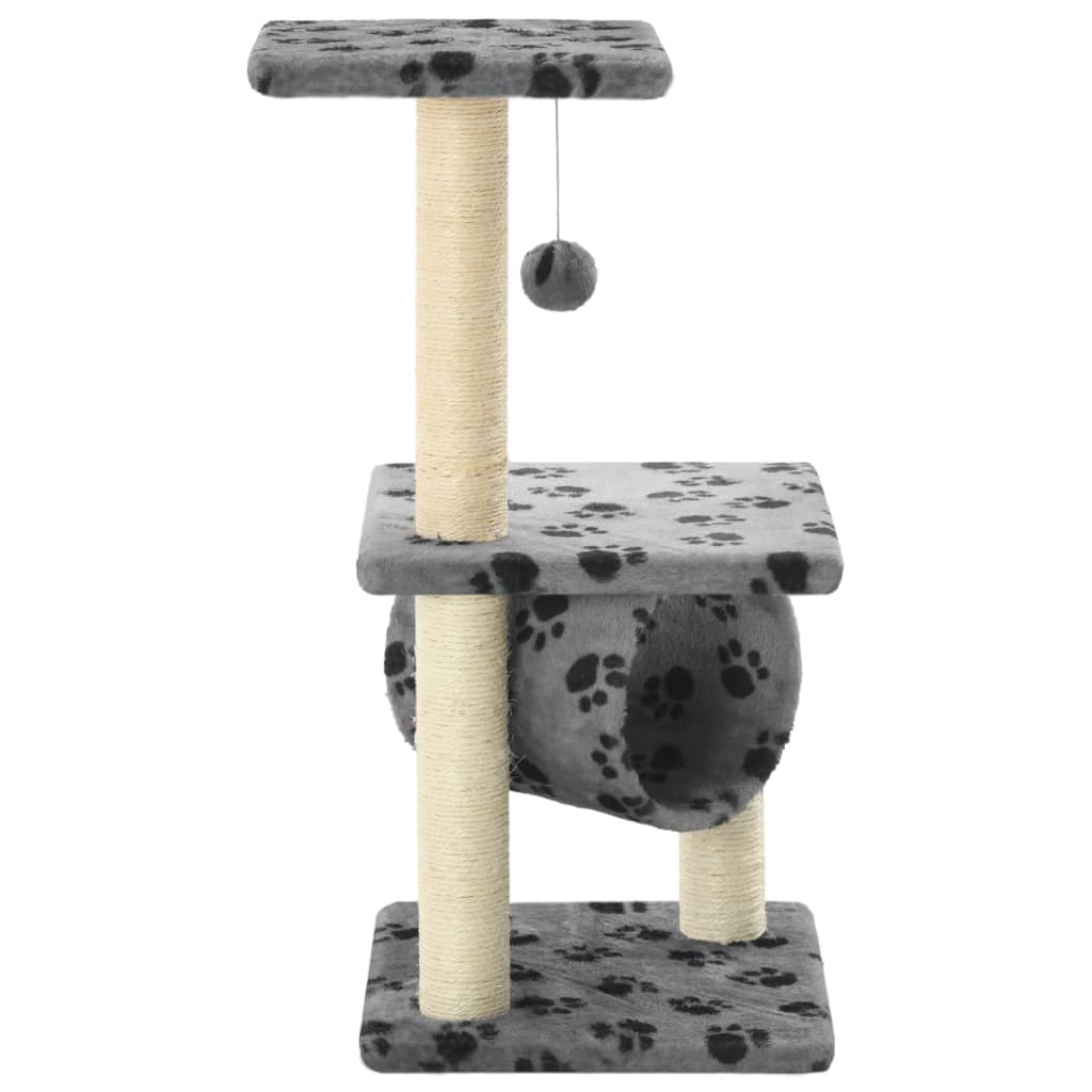 Albero per Gatti e Tiragraffi Sisal 65 cm Zampe Stampate Grigio - homemem39