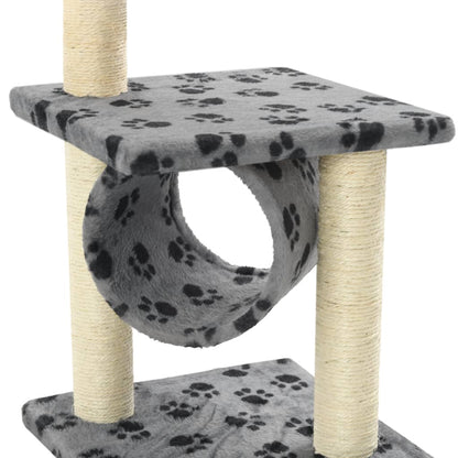 Albero per Gatti e Tiragraffi Sisal 65 cm Zampe Stampate Grigio - homemem39