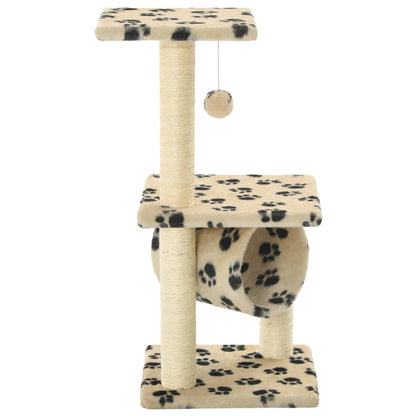 Albero per Gatti e Tiragraffi Sisal 65 cm Zampe Stampate Beige | homemem39