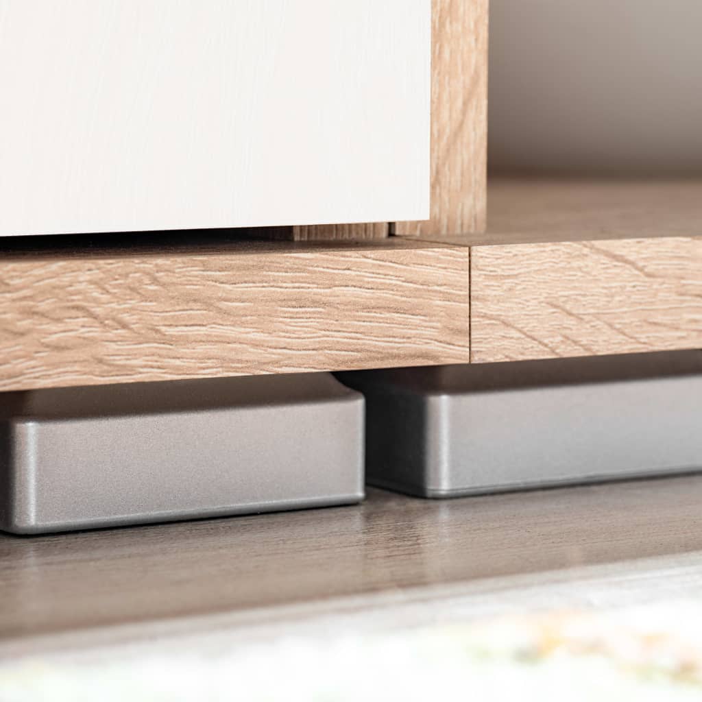 Parete Attrezzata Porta TV con Luci LED Rovere Sonoma e Bianco - homemem39