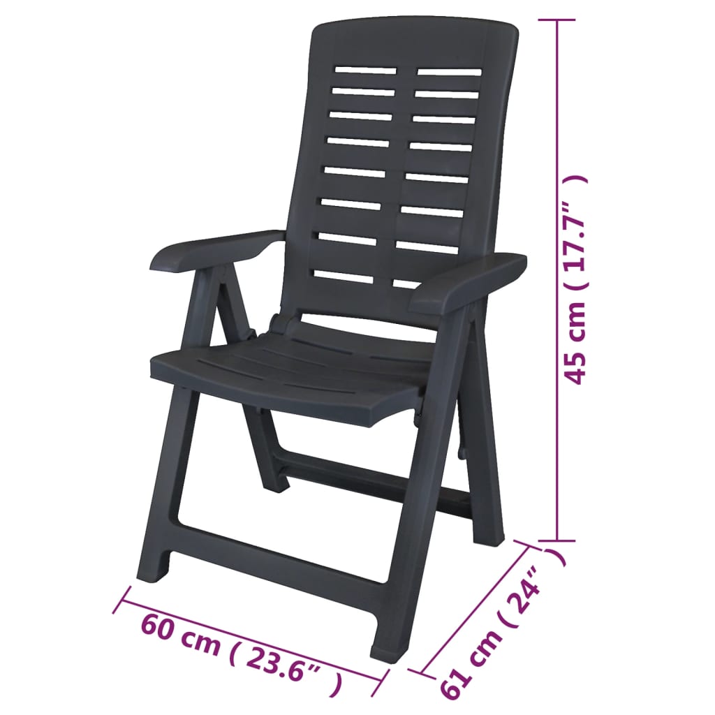 Sedie Reclinabili Giardino 6 pz in Plastica Antracite - homemem39