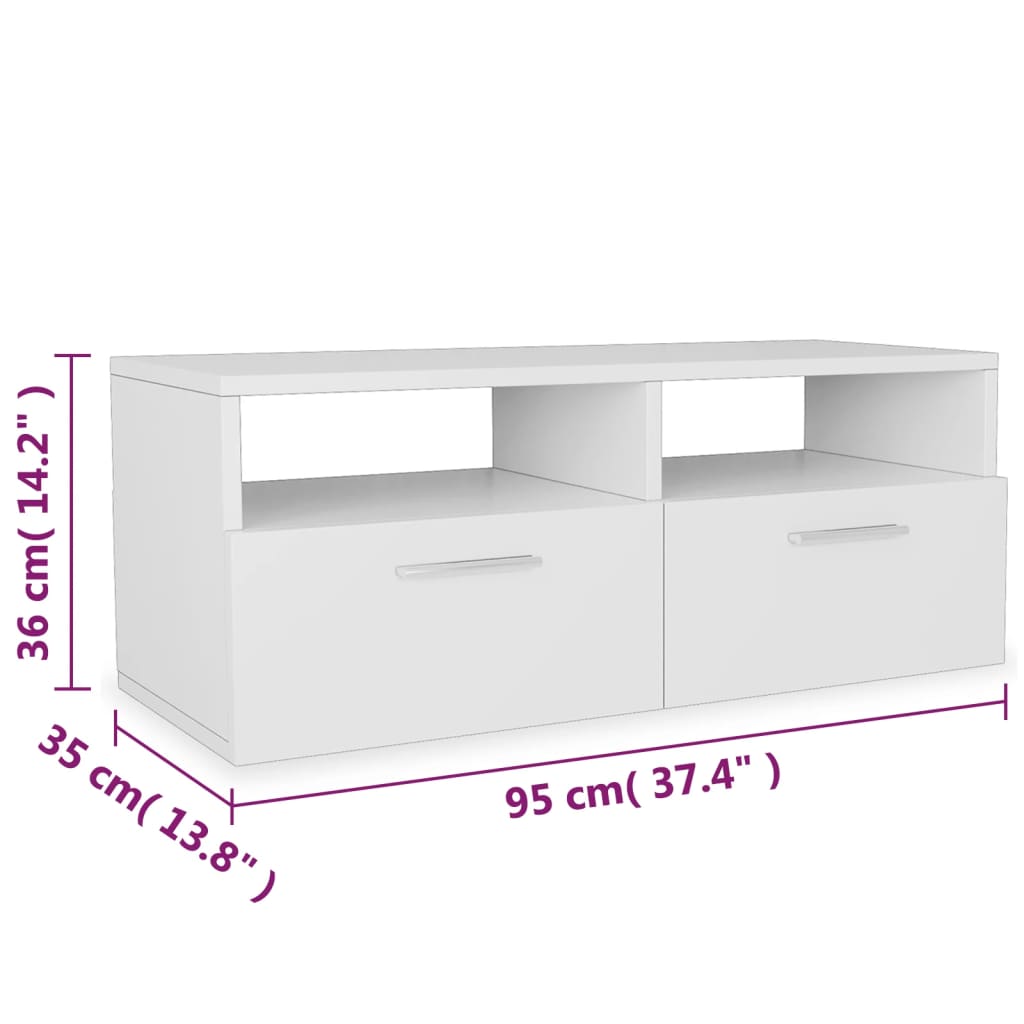 Mobili TV 2 pz in Legno Multistrato 95x35x36 cm Bianchi - homemem39