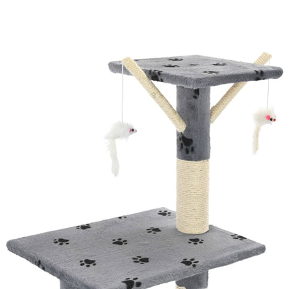 Albero per Gatti e Tiragraffi Sisal 138cm Zampe Stampate Grigio - homemem39