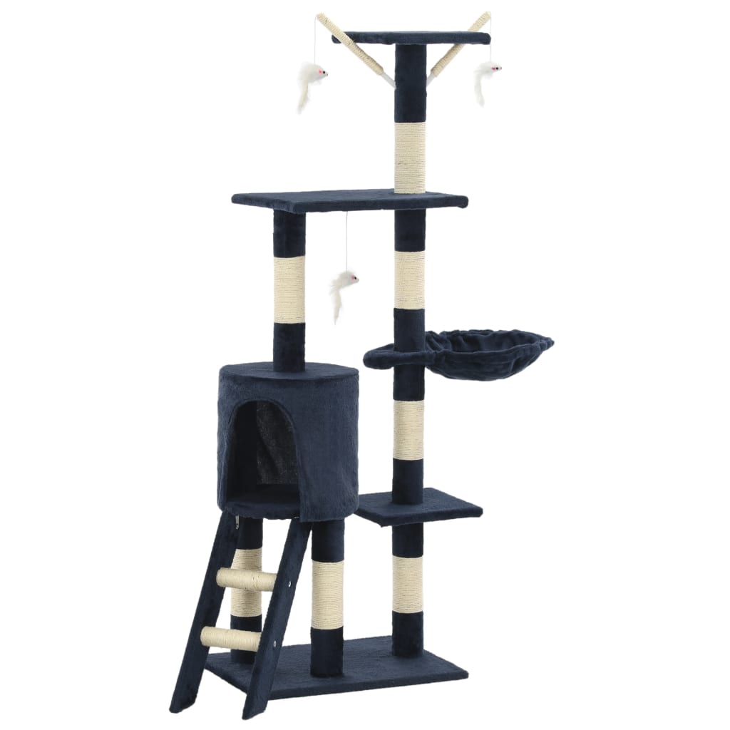 Albero per Gatti con Tiragraffi in Sisal 138 cm Blu Scuro | homemem39