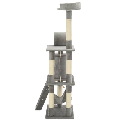 Albero per Gatti con Tiragraffi in Sisal 140 cm Grigio - homemem39