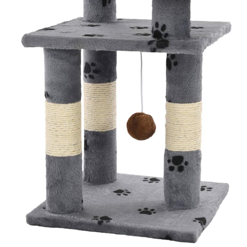 Albero per Gatti Tiragraffi in Sisal 65 cm Zampe Stampate Grigio - homemem39