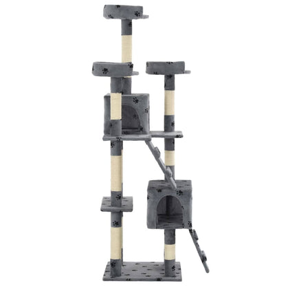 Albero per Gatti Tiragraffi Sisal 170 cm Zampe Stampate Grigio - homemem39
