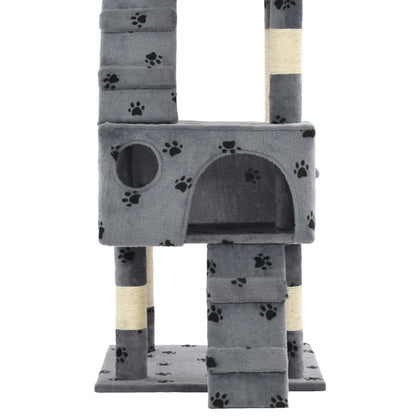 Albero per Gatti Tiragraffi Sisal 170 cm Zampe Stampate Grigio - homemem39