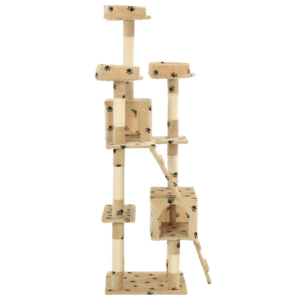 Albero per Gatti Tiragraffi Sisal 170 cm Zampe Stampate Beige | homemem39