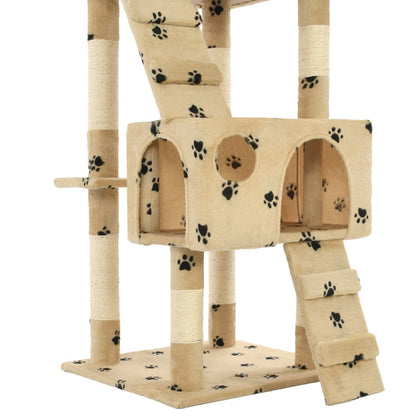Albero per Gatti Tiragraffi Sisal 170 cm Zampe Stampate Beige | homemem39