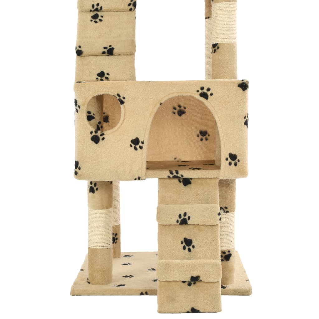 Albero per Gatti Tiragraffi Sisal 170 cm Zampe Stampate Beige | homemem39