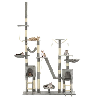 Albero per Gatti con Tiragraffi in Sisal 230-250 cm Grigio - homemem39