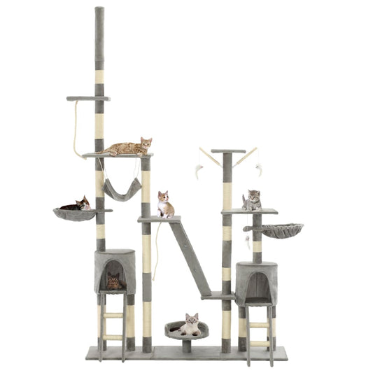 Albero per Gatti con Tiragraffi in Sisal 230-250 cm Grigio - homemem39