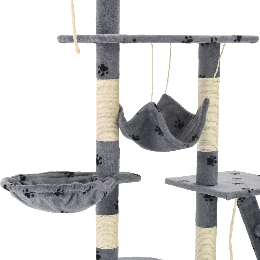 Albero per Gatti Tiragraffi Sisal 230-250cm Stampa Zampe Grigio | homemem39
