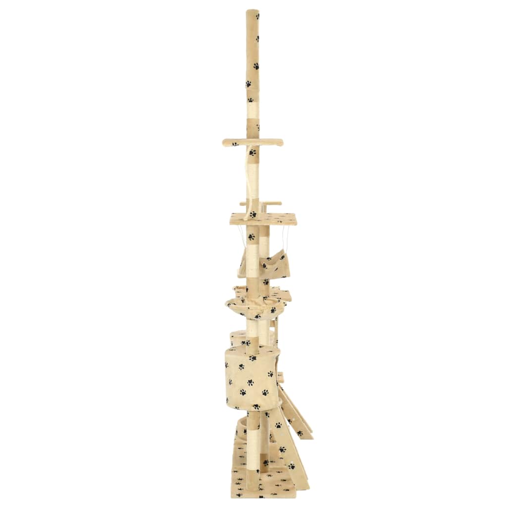 Albero per Gatti Tiragraffi Sisal 230-250cm Stampa Zampe Beige | homemem39