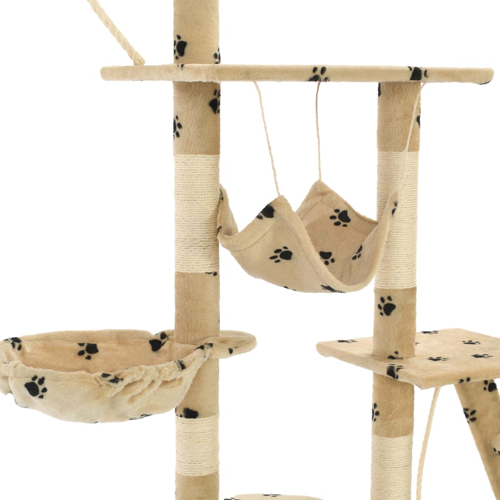 Albero per Gatti Tiragraffi Sisal 230-250cm Stampa Zampe Beige - homemem39
