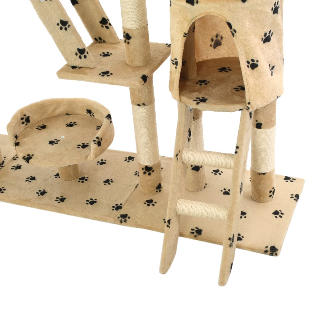 Albero per Gatti Tiragraffi Sisal 230-250cm Stampa Zampe Beige - homemem39