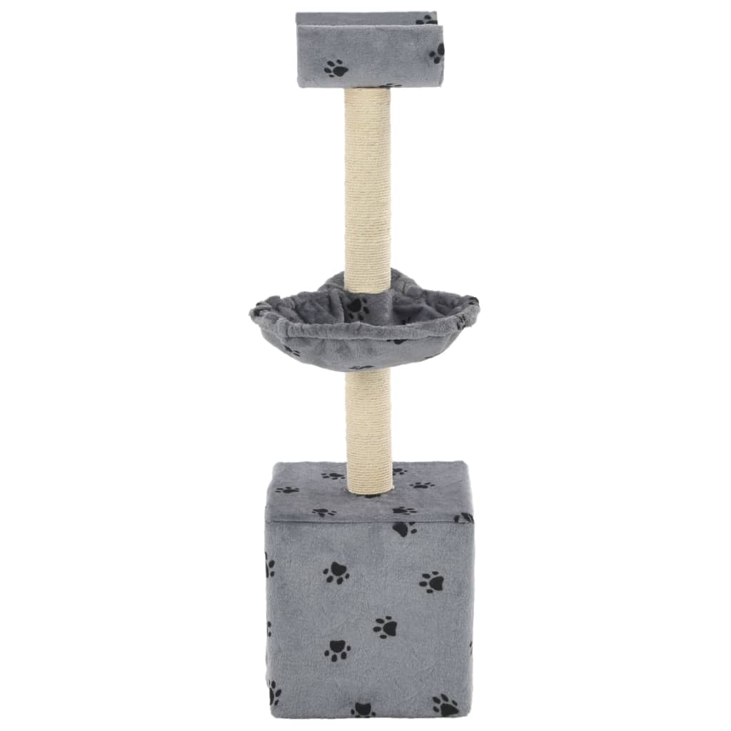 Albero per Gatti Tiragraffi Sisal 105 cm Zampe Stampate Grigio | homemem39