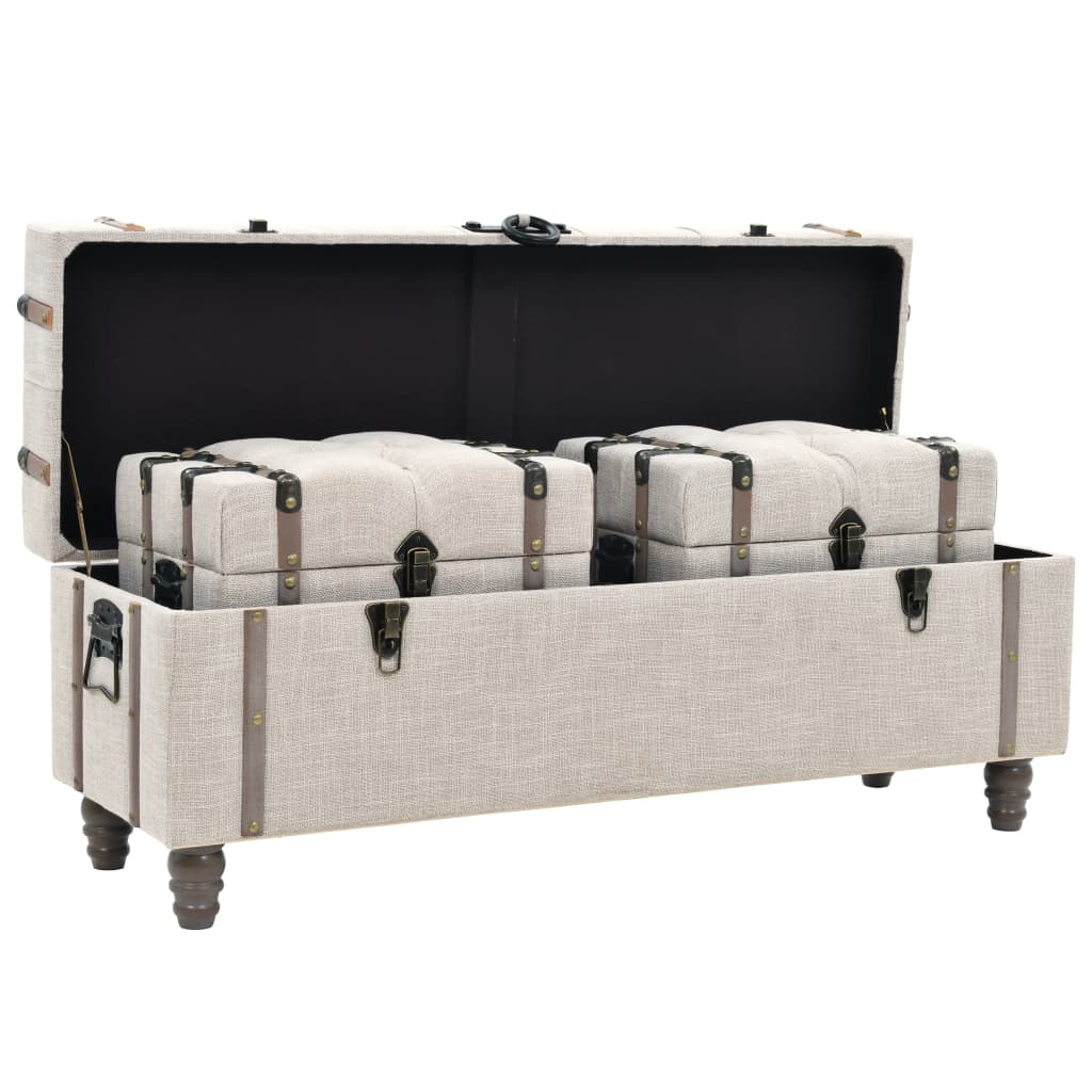Set Cassapanche 3 pz in Legno Massello e Acciaio 112x37x45 cm | homemem39