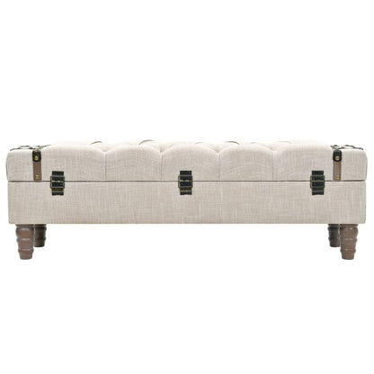 Cassapanca in Legno Massello e Acciaio 111x34x37 cm | homemem39
