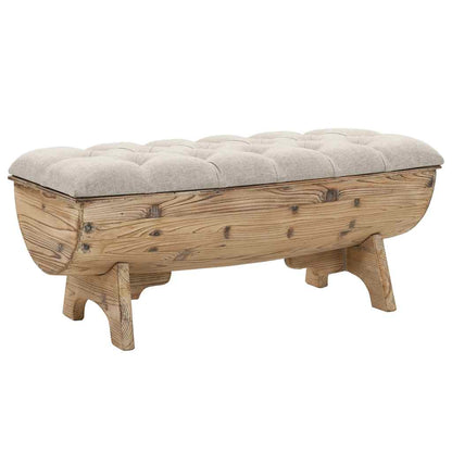 Cassapanca in Legno Massello e Tessuto 103x51x44 cm | homemem39