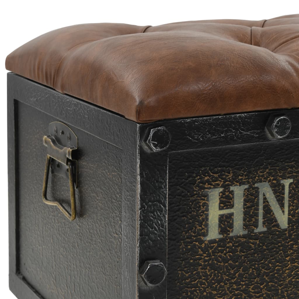 Cassapanca in Legno Massello di Abete e Similpelle 80,5x41x50cm - homemem39