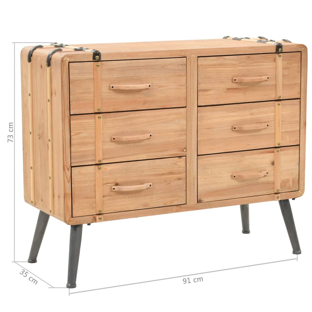Cassettiera in Legno Massello di Abete 91x35x73 cm | homemem39