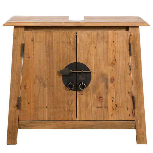 Vanità da Bagno in Legno Massello di Pino 70x32x63 cm - homemem39
