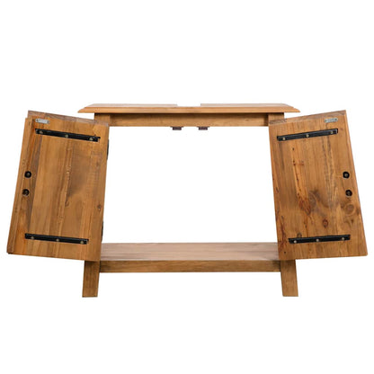 Vanità da Bagno in Legno Massello di Pino 70x32x63 cm - homemem39