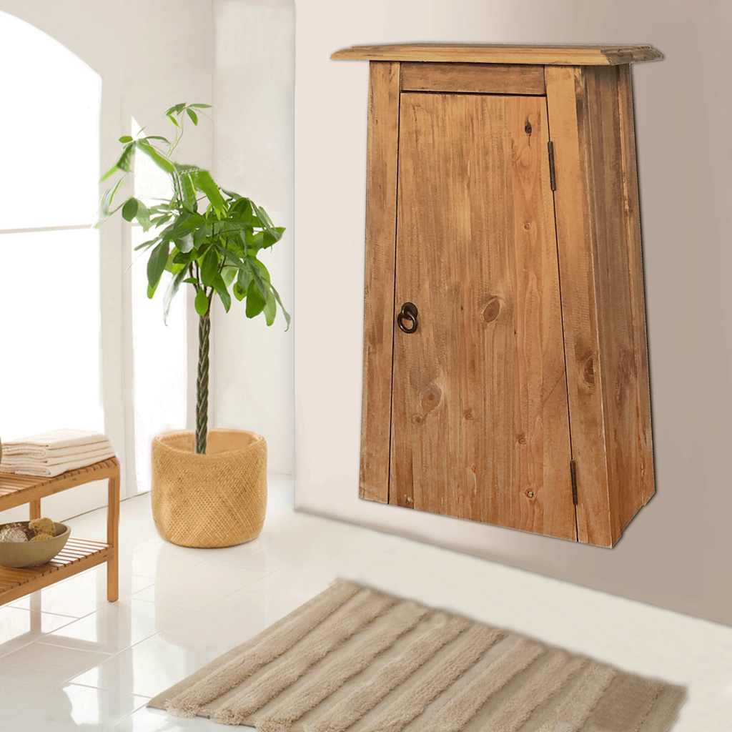Mobile da Bagno a Parete in Legno Massello di Pino 42x23x70 cm | homemem39