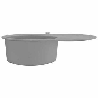 Lavello da Cucina in Granito Vasca Singola Ovale Grigio | homemem39