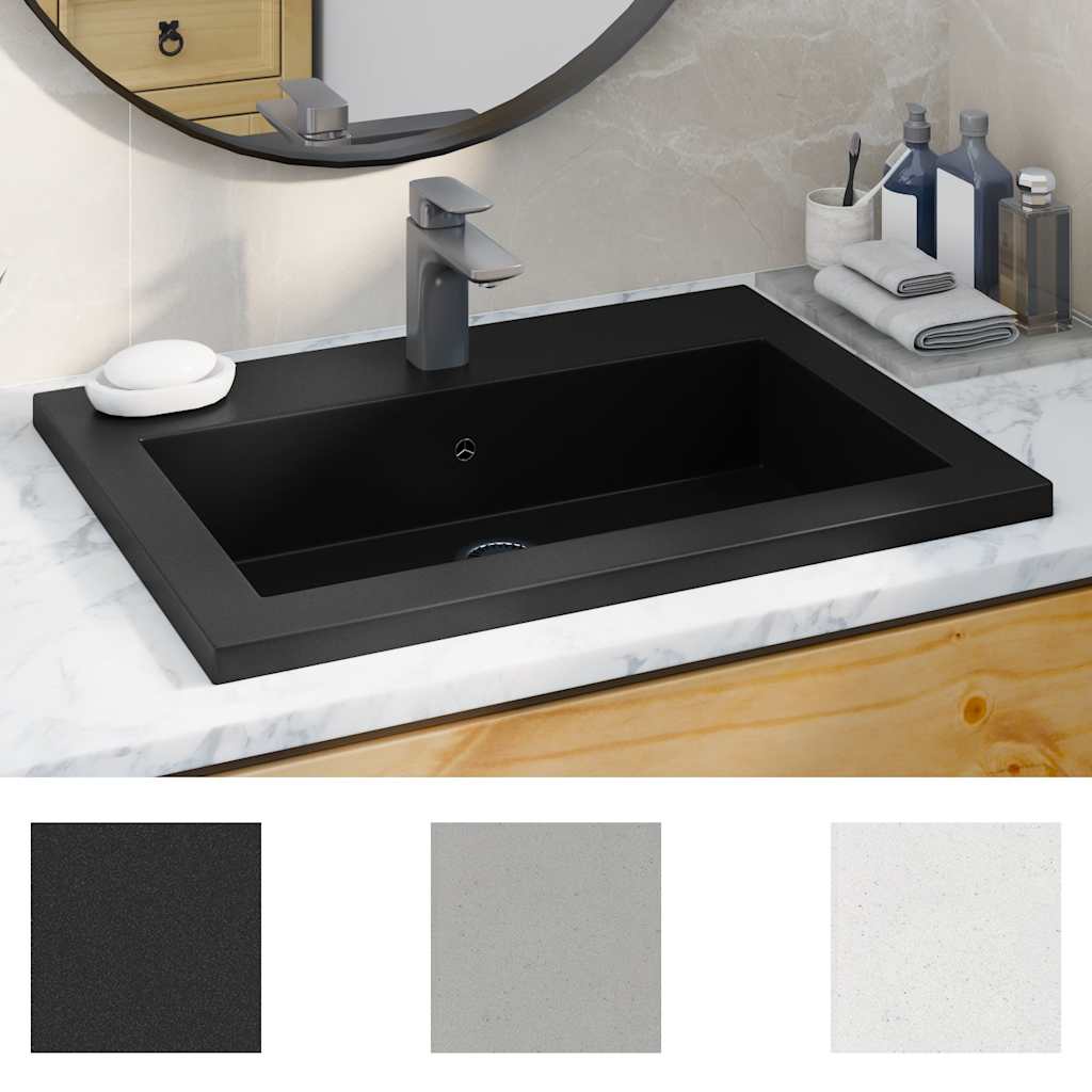 Lavandino in Granito 600x450x120 mm Nero - homemem39