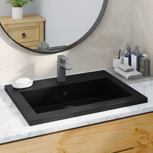 Lavandino in Granito 600x450x120 mm Nero - homemem39