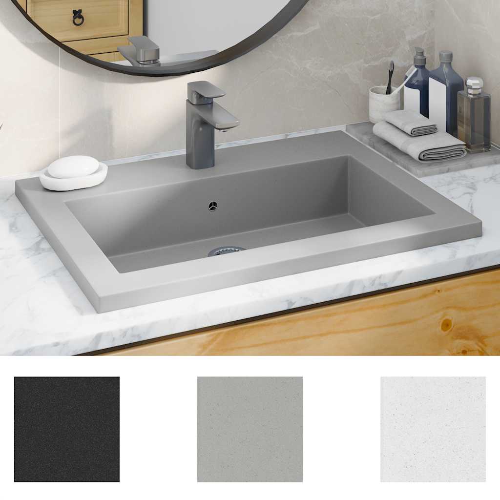 Lavandino in Granito 600x450x120 mm Grigio - homemem39
