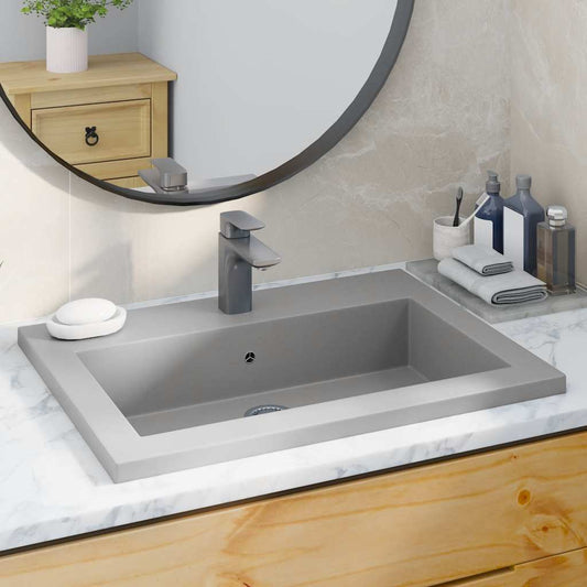 Lavandino in Granito 600x450x120 mm Grigio - homemem39