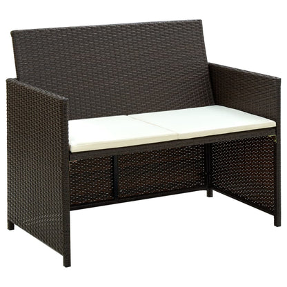 Set Divani da Giardino 4 pz con Cuscini in Polyrattan Marrone | homemem39