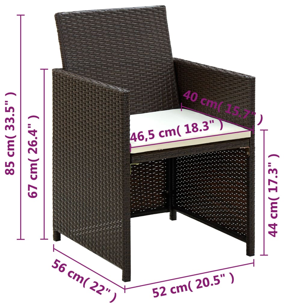 Set Divani da Giardino 4 pz con Cuscini in Polyrattan Marrone | homemem39