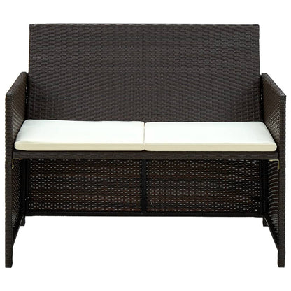 Set Divani da Giardino 4 pz con Cuscini in Polyrattan Marrone | homemem39