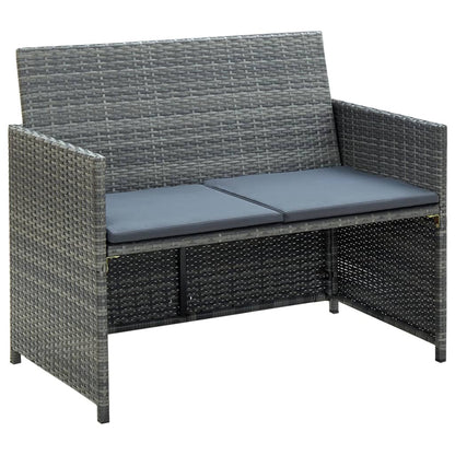Set Divani da Giardino 4 pz con Cuscini in Polyrattan Grigio | homemem39