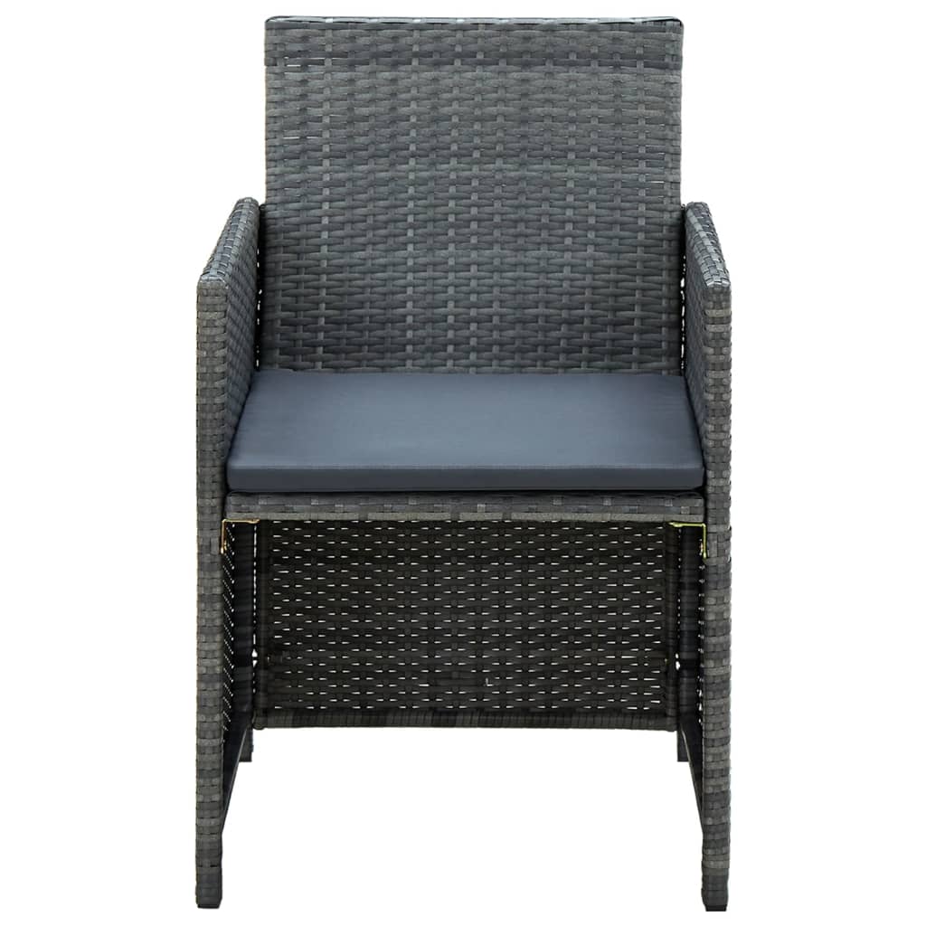 Set Divani da Giardino 4 pz con Cuscini in Polyrattan Grigio | homemem39