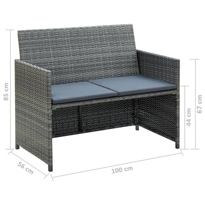 Set Divani da Giardino 4 pz con Cuscini in Polyrattan Grigio | homemem39