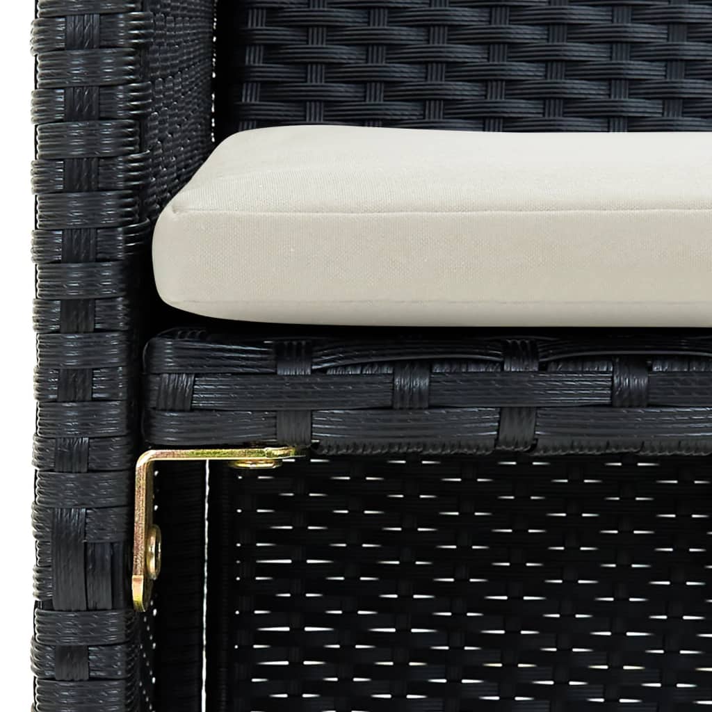 Divano da Giardino a 2 Posti con Cuscini in Polyrattan Nero | homemem39