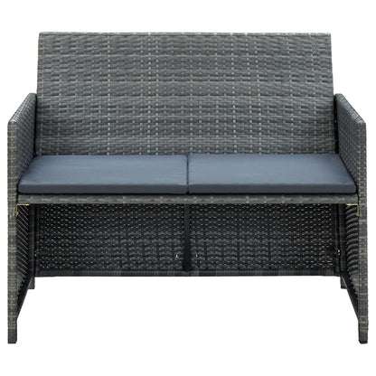 Divano da Giardino a 2 Posti con Cuscini Grigio in Polyrattan - homemem39