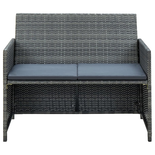 Divano da Giardino a 2 Posti con Cuscini Grigio in Polyrattan - homemem39