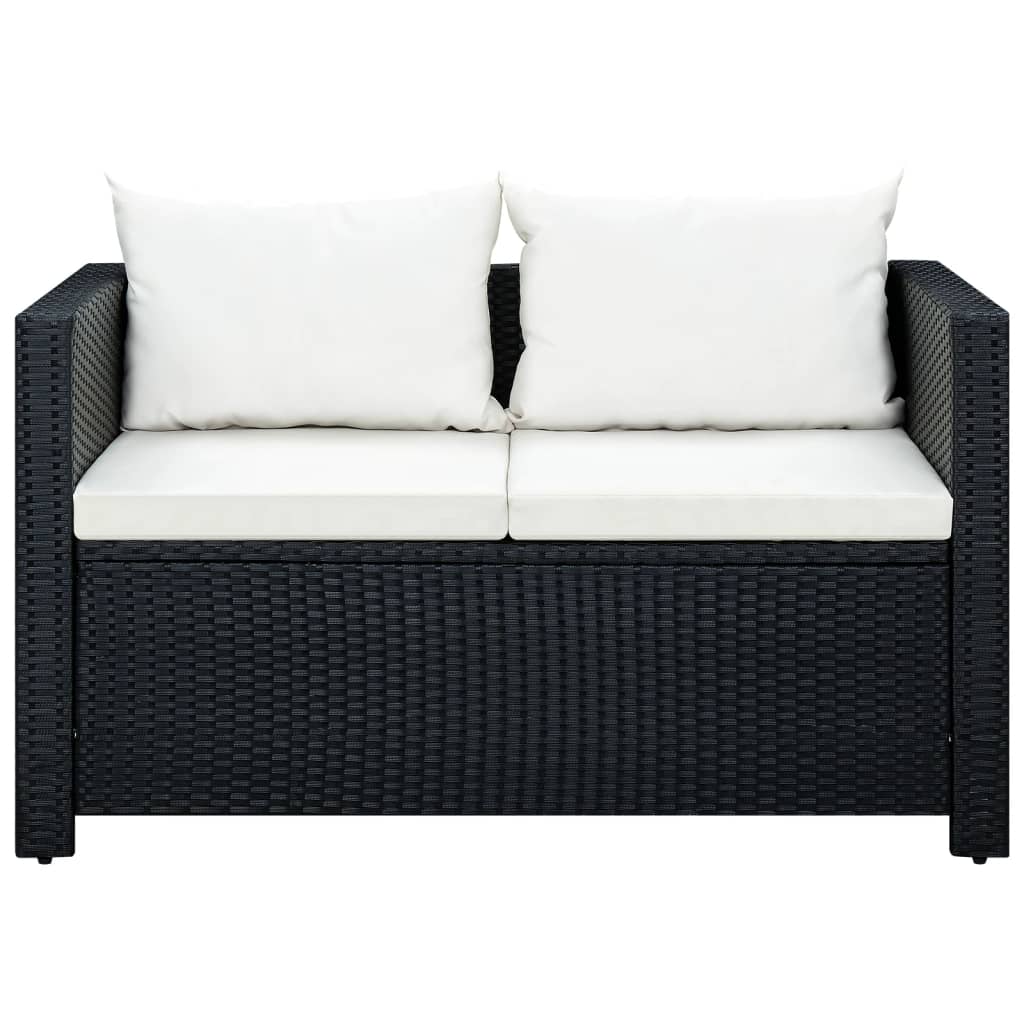 Set Divani da Giardino 3 pz con Cuscini in Polyrattan Nero | homemem39
